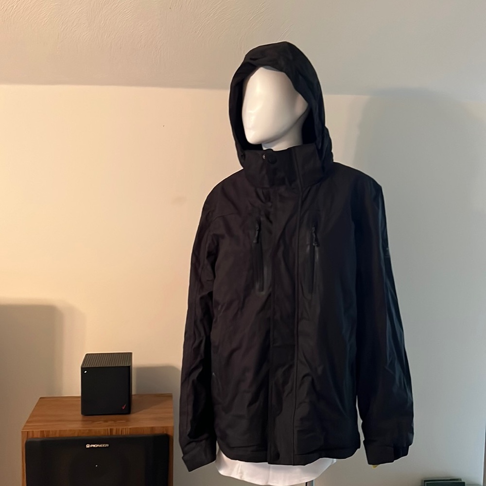 New Men’s Black Heavyweight Stretch Hooded Free Country Zeroxposur Jacket